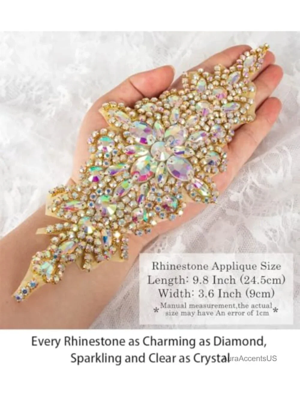 Rhinestone Wedding Sash Belt Applique Iron-On Sew-On Bridal Sash
